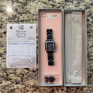 Black Ceramic Michele Deco Diamond Watch